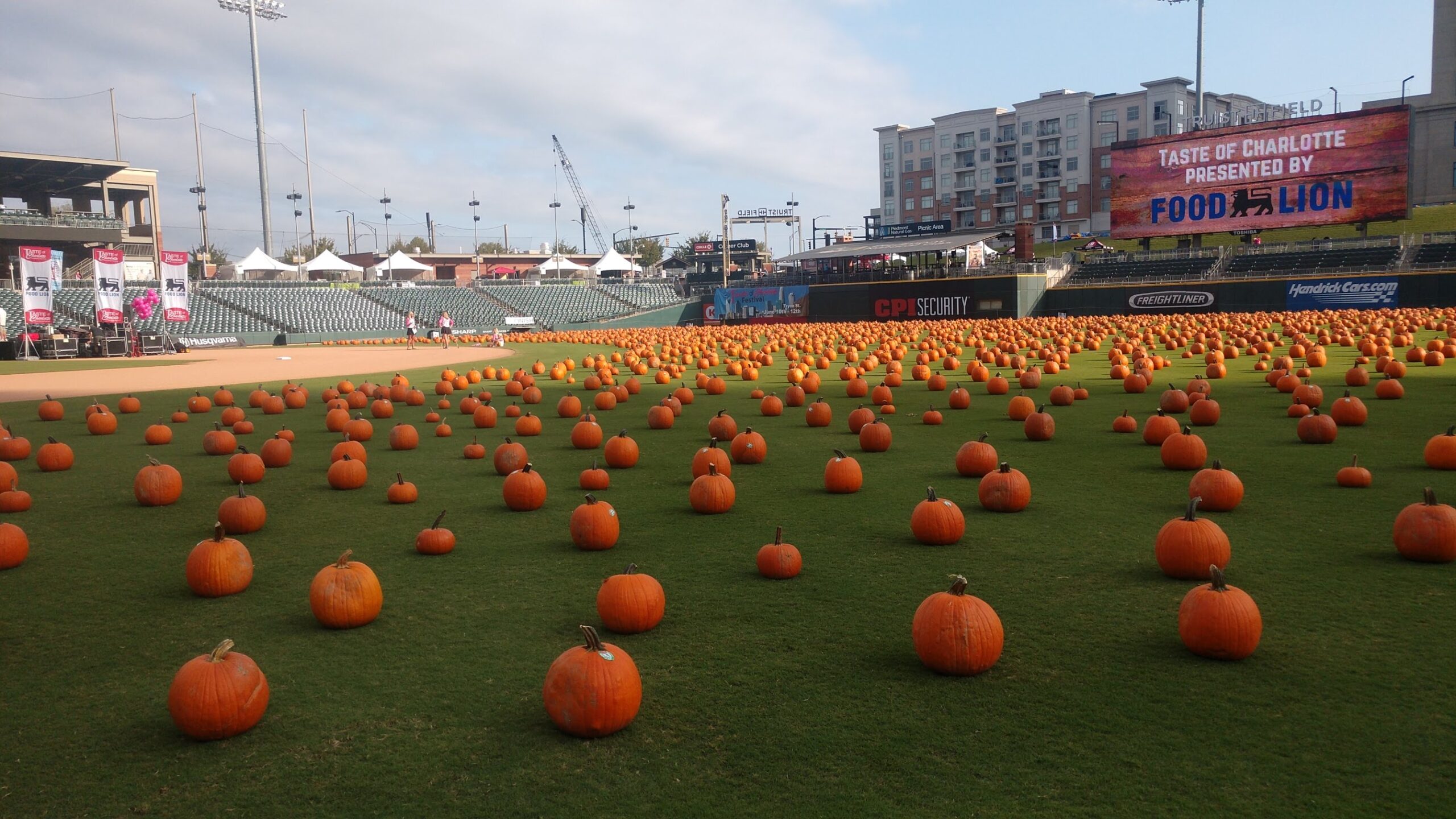 Food Lion Scoreboard Pumpkins Main Stage Flags